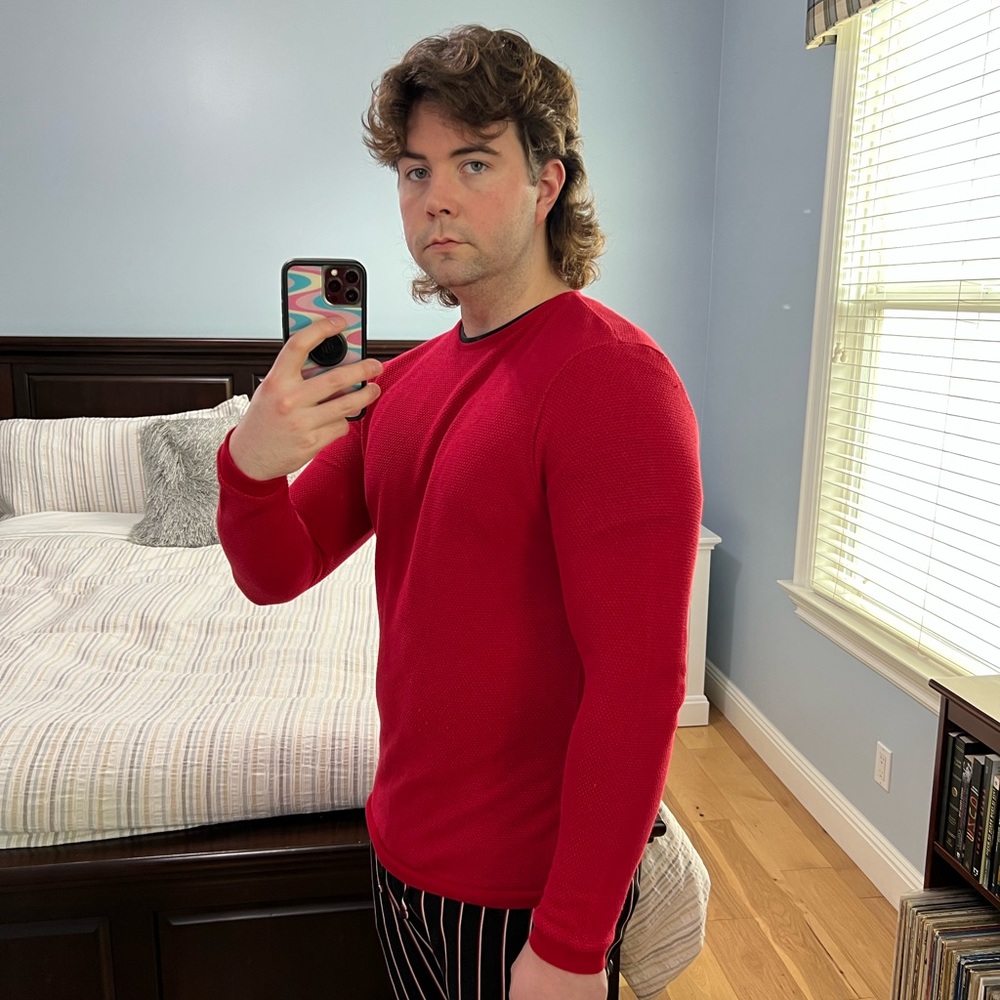 Zara Men’s Size Large Red Crewneck Sweater
